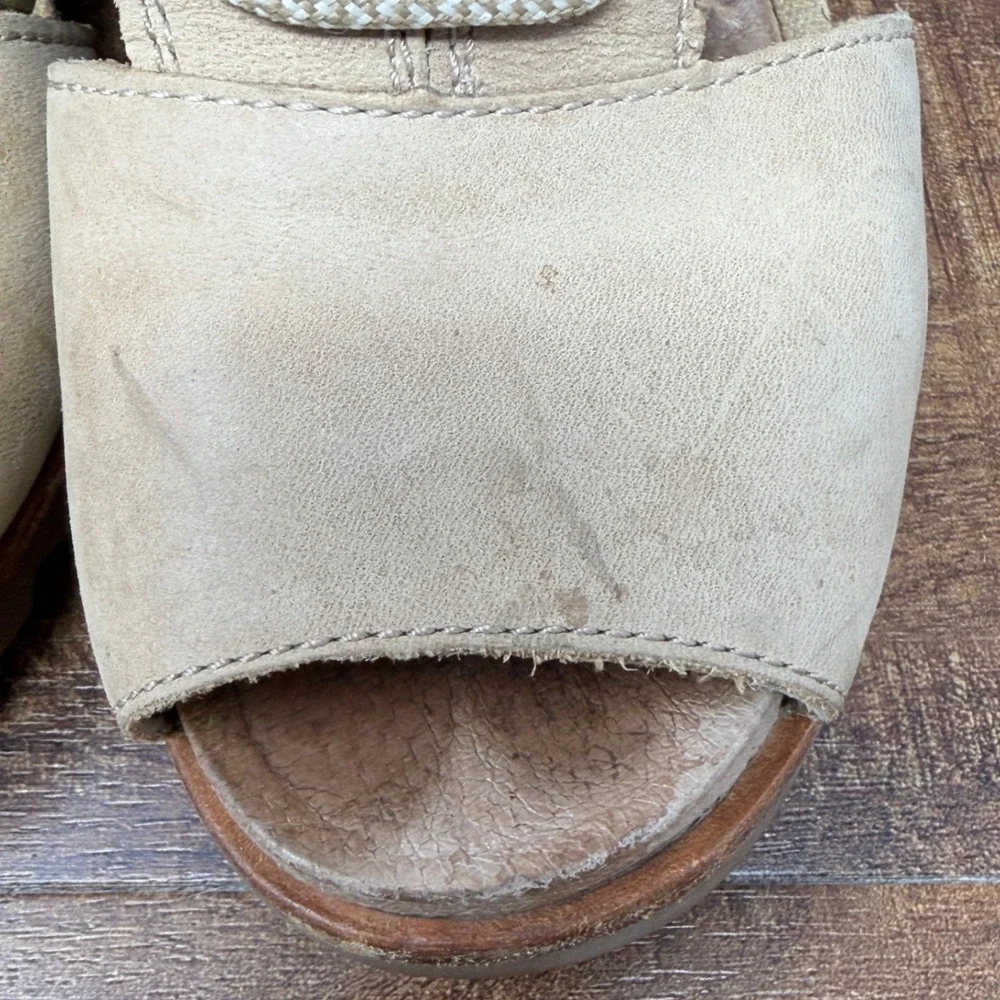 SOREL Joanie Lace Sandal Tan Suede Wedge Heel Open Toe 6